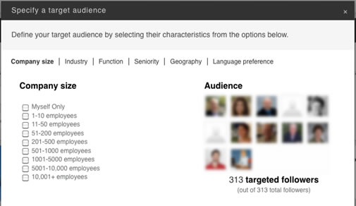 linkedIn specify target audience