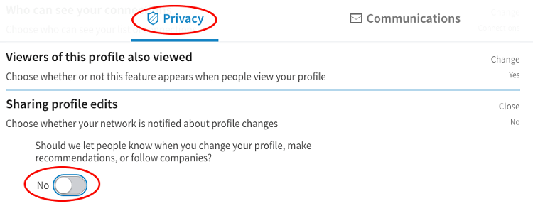 linkedin sharing profile edits