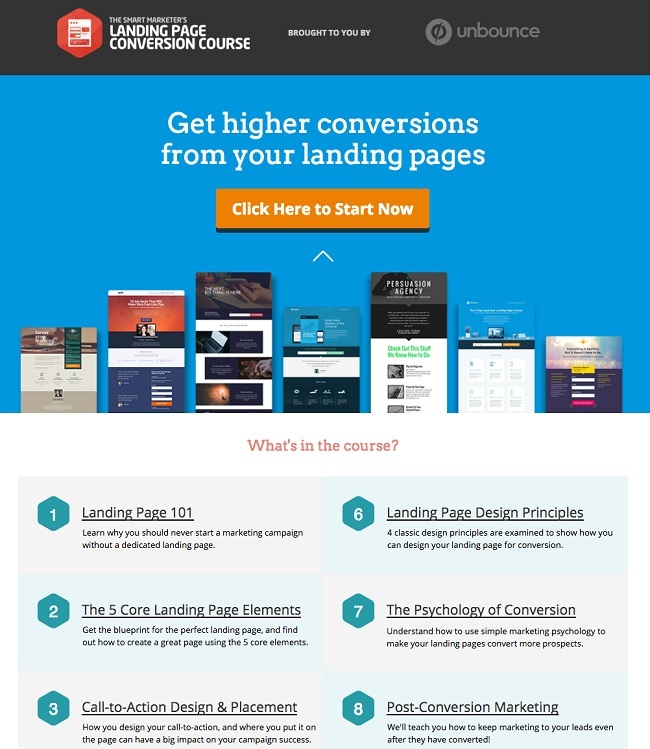 converting landing page sample