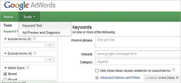 Google Adwords Tool