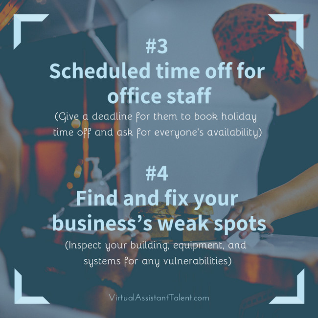 Winter Business Preparation: scheduled time off and fix business weak spots